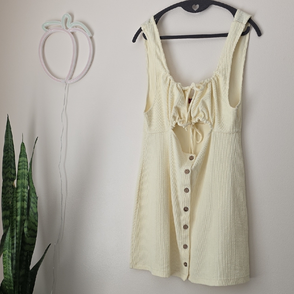 Women’s Cream Mini Dress with Front Buttons
